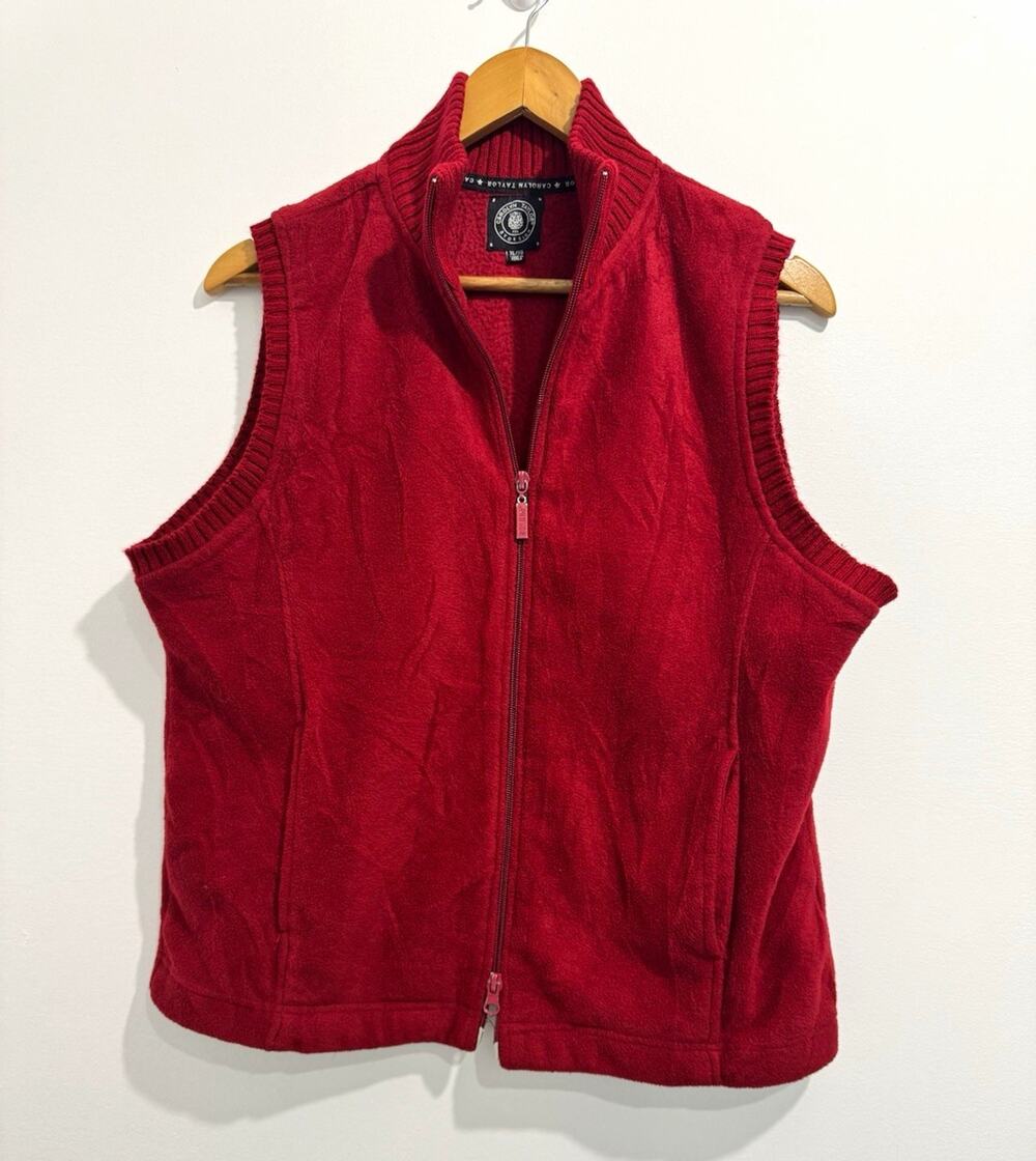 Caroline Taylor Active Women's Red Full Zip Vest w/ Pockets Size XL #1102